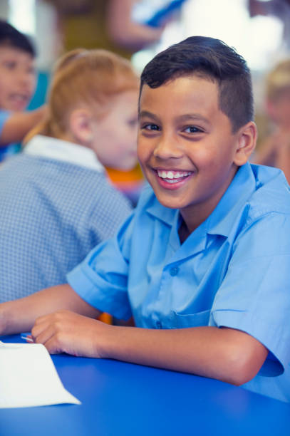 istock Elementary school  student portrait. He is happy and smiling. 910221644