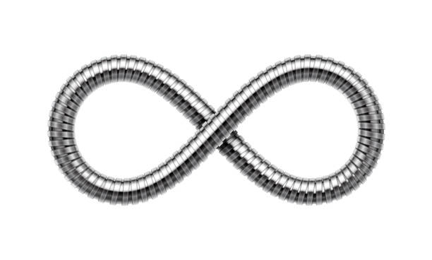 Infinity sign made of shower hose. Mobius strip symbol. Vector illustration. Infinity sign made of shower hose. Mobius strip symbol. Vector realistic illustration isolated on white background. coil tubing stock illustrations