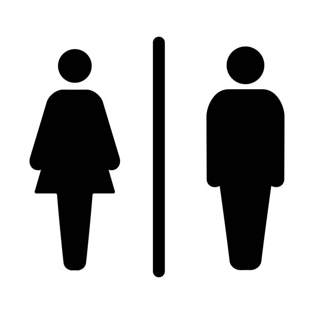 Sign male and female toilet Sign icon male and female toilet. Vector illustration. bathroom symbols stock illustrations