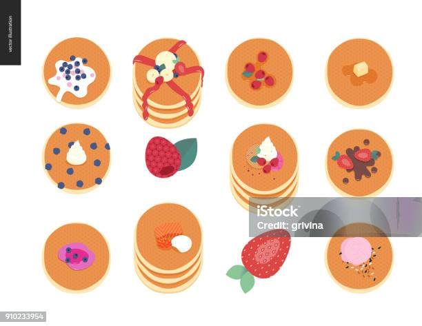 Set Of Pancakes Stock Illustration - Download Image Now - Pancake, Fun, American Culture