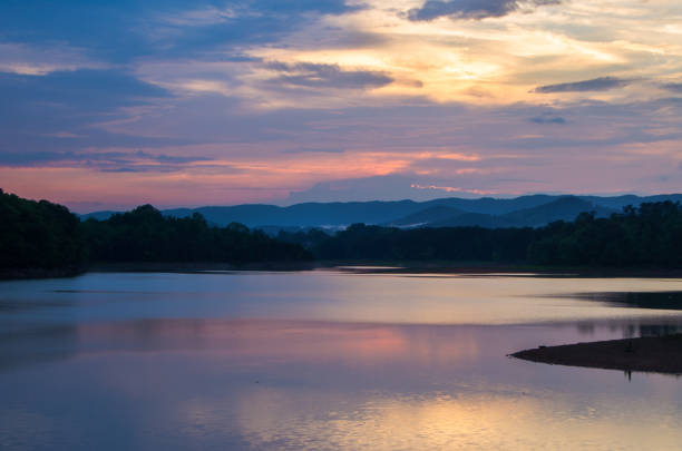 Colorful sunset along Cherokee Lake in Eastern, TN.
