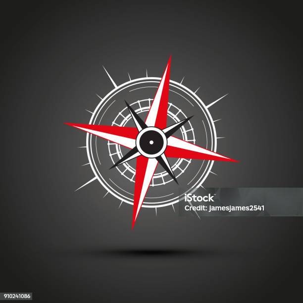 Red Compass Sign Red Compass Stock Illustration - Download Image Now - Adventure, Black ...