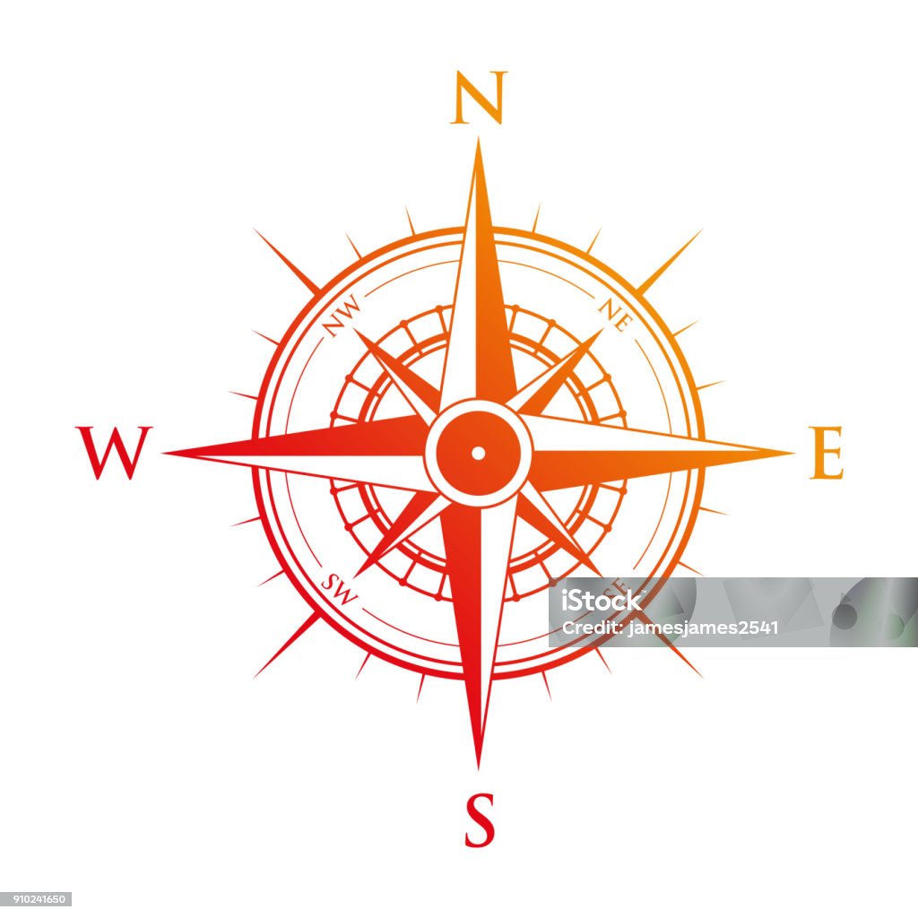 Simple Compass Red Red Compass Stock Illustration - Download Image Now - Adventure, Black ...