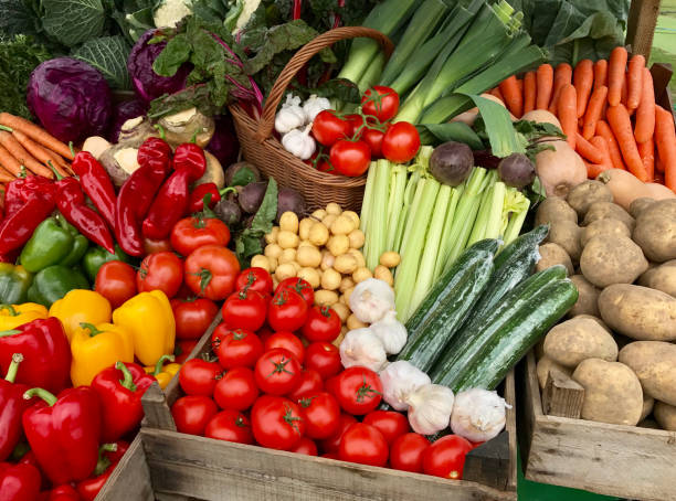 Fresh vegetables market stand