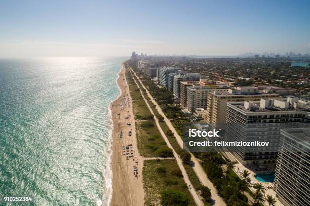 Beautiful Aerial Image Of Miami Beach Bright Sunny Day Stock Photo - Download Image Now