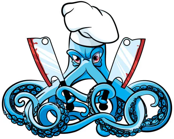 Vector illustration of Octopus the Mad Cook