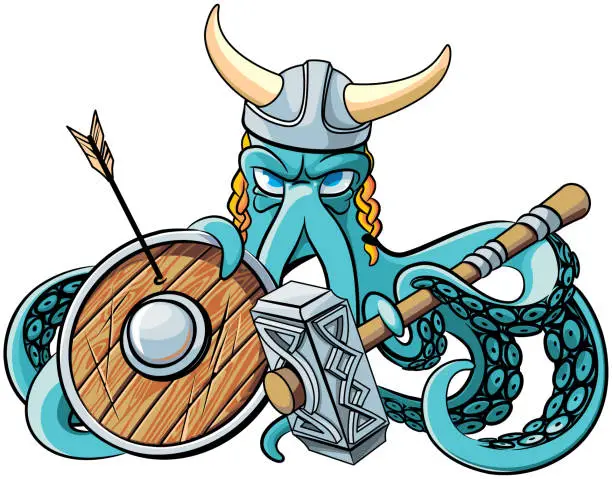 Vector illustration of Octopus the Viking