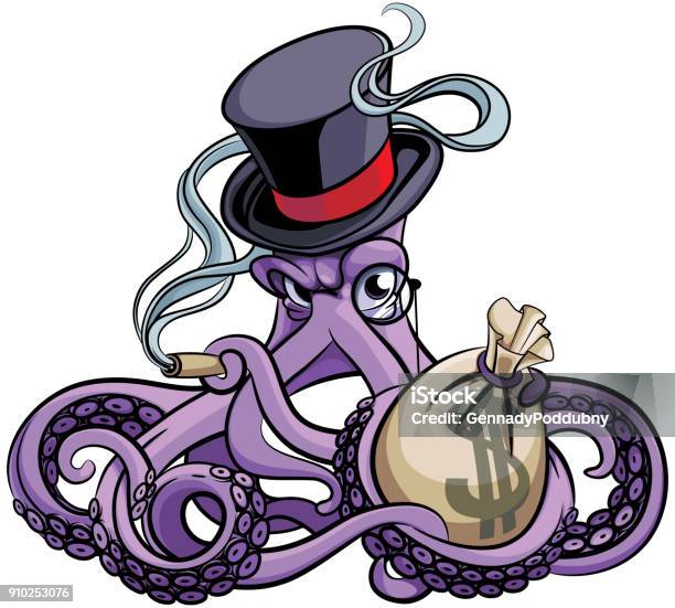 Octopus The Millionaire Stock Illustration - Download Image Now - Displeased, Octopus, Characters