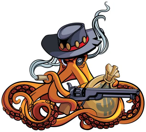 Vector illustration of Octopus the Outlaw