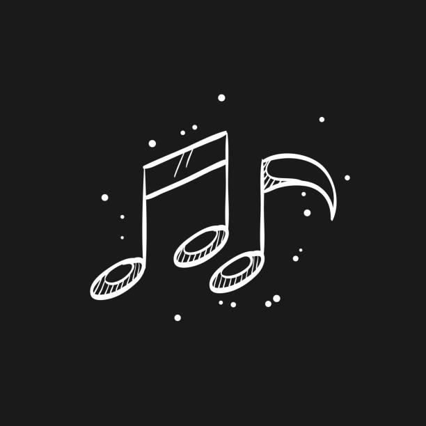 ikona szkicu w kolorze czarnym - nuty - musical note treble clef music vector stock illustrations