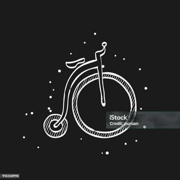 Sketch Icon In Black Penny Farting Stock Illustration - Download Image Now - Antique, Bicycle, Black Color