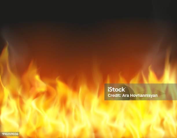 Fire Flame Background Stock Illustration - Download Image Now - Fire - Natural Phenomenon, Backgrounds, Flame