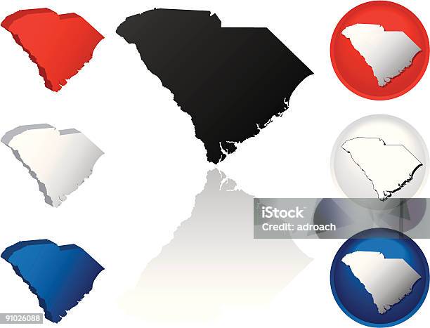 Ilustración de Iconos De Estado De Carolina Del Sur y más Vectores Libres de Derechos de Azul - Azul, Blanco - Color, Carolina del Sur