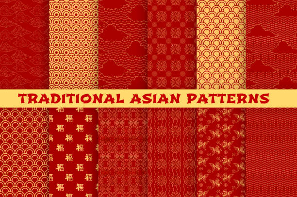 ilustrações de stock, clip art, desenhos animados e ícones de asian seamless pattern of oriental golden ornament - oriental pattern