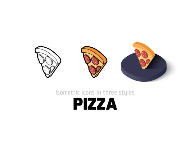 다른 스타일에서 피자 아이콘 - application software food pizza cheese stock illustrations