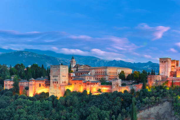 Photo of Alhambra in the evening in Granada, Andalusia, Spain