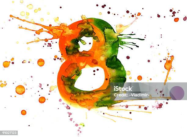 Watercolor Paint Digit Stock Illustration - Download Image Now - Abstract, Blob, Calligraphy