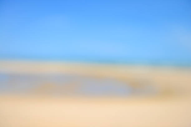 istock Blurred background of tropical beach and blue sky 910275304