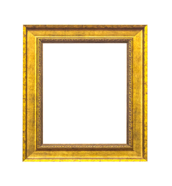 istock Golden wooden frame isolated 910283860