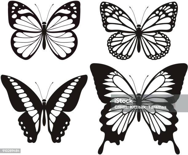 Ilustración de Conjunto De Iconos De Silueta De La Mariposa y más Vectores Libres de Derechos de Mariposa - Lepidópteros - Mariposa - Lepidópteros, Vector, Ala de animal