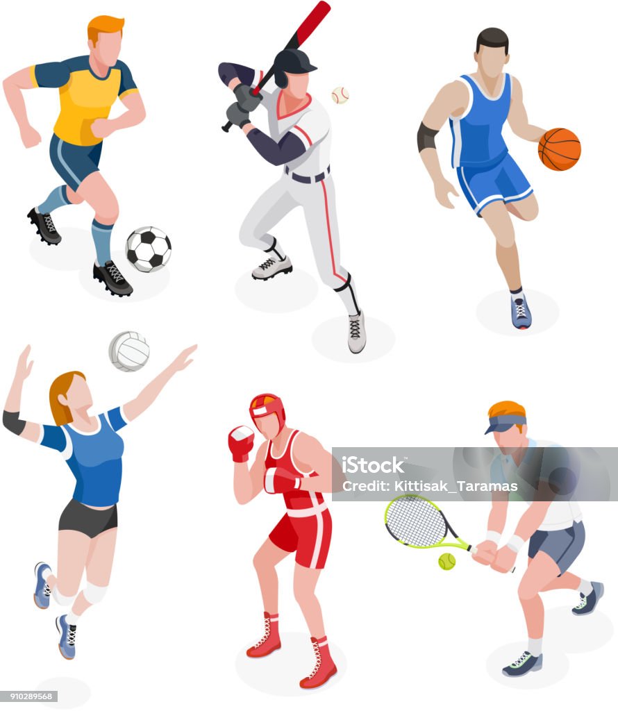 Grupo de deportistas. - arte vectorial de Atleta - Papel social libre de derechos