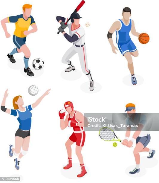 Group Of Sports People Stock Illustration - Download Image Now - Athlete, Sport, Volleyball - Sport