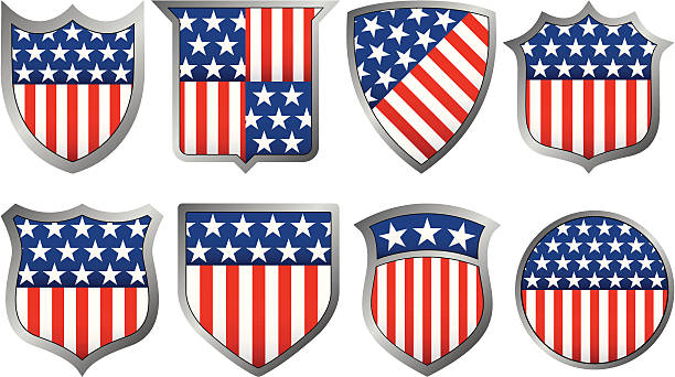nakke Giftig hungersnød Eight Red White And Blue Shields Stock Illustration - Download Image Now -  Shield, American Flag, Patriotism - iStock