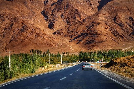 Road in the mountains of Iran. Traveling to Iran by car.