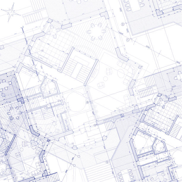 architektoniczne tło-plan domu - blueprint stock illustrations