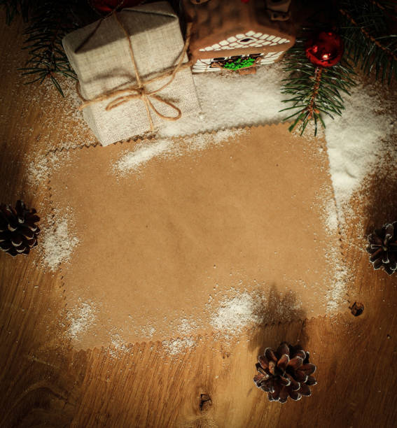 istock Christmas gift and blank sheet for congratulations 910307764
