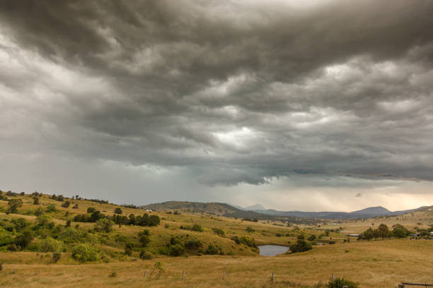 Dark storm clouds and coming electrical storm near Boonah, Queensland, Australia