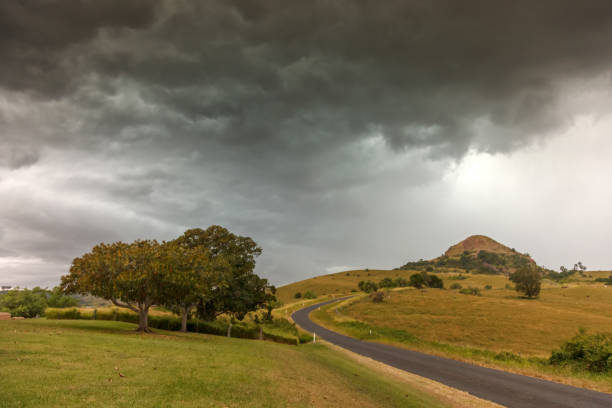 Dark storm clouds and coming electrical storm near Boonah, Queensland, Australia