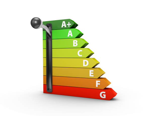 istock Energy labels with power switch on white background. 3d illustration. 910314012