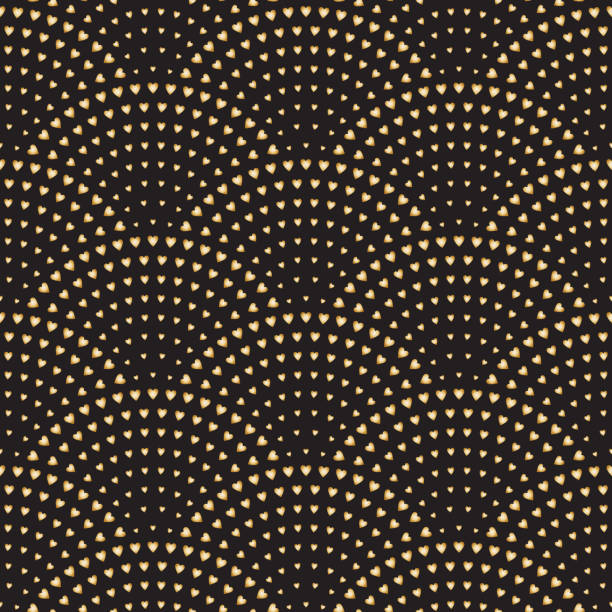 вектор абстрактный бесшовный волнистый узор с геометрической планировкой рыбной шкалы. золотые стилизованные сердца на темном черном фон� - pattern peacock multi colored decoration stock illustrations