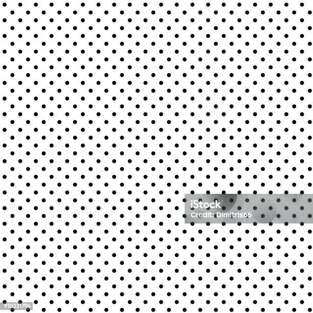 흰색 바탕에 완벽 한 블랙 폴카 도트 점박이에 대한 스톡 벡터 아트 및 기타 이미지 - 점박이, 패턴, 물방울무늬