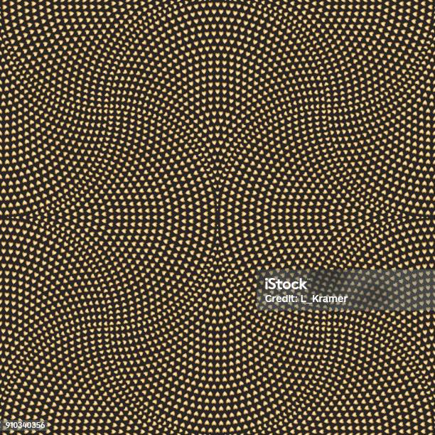 Vector Abstract Geometrical Seamless Pattern Fan Shaped Decorative Triangular Elements From Golden Hearts On A Black Background Wallpaper Web Page Fill Textile Print Album Cover Wrapping Paper Stock Illustration - Download Image Now