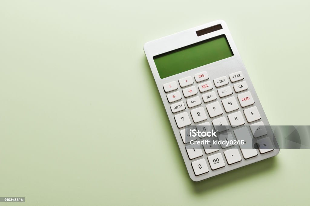 Calculator. Office Equipment. Top view with copy space. Calculator Stock Photo