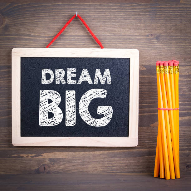 istock dream big. Chalkboard on a wooden background 910343706