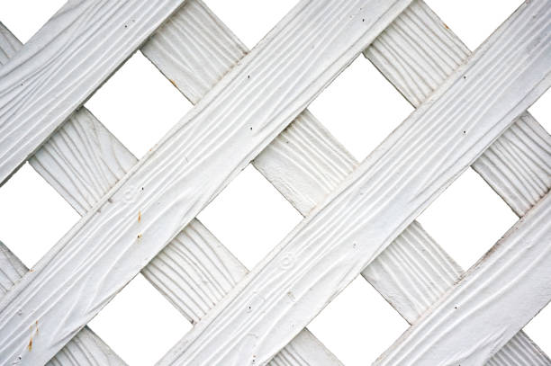istock Closeup of white wood lath texture 910343832
