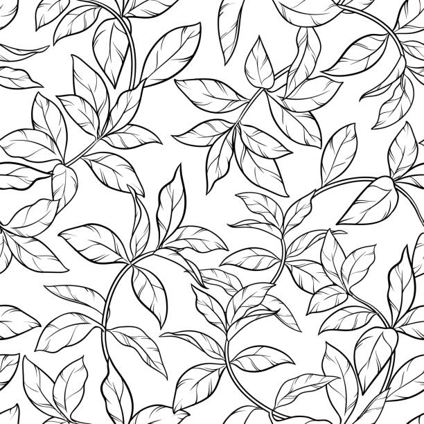 tea leaves seamless pattern tea leaves seamless pattern on white background dried tea leaves stock illustrations