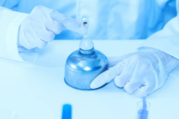 istock Scientist with equipment laboratory for science concept. 910353458