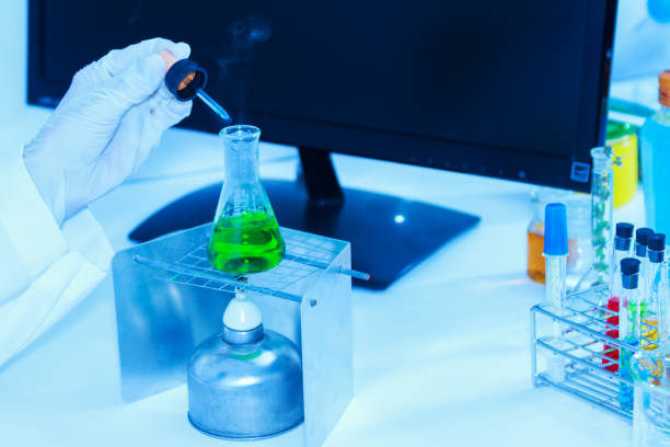istock Scientist with equipment laboratory for science concept. 910353478