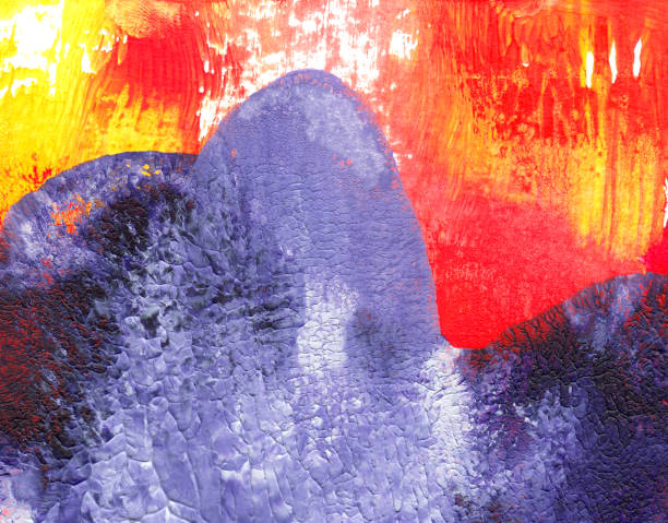 istock Yellow, red, violet and gray color abstract art background. Acrylic paste on paper. 910359844