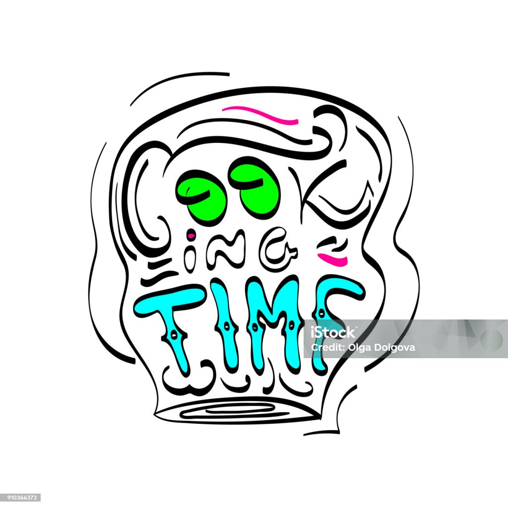 Feeding Time Lettering Cooking Time Lettering Stock Illustration - Download Image Now - Badge ...