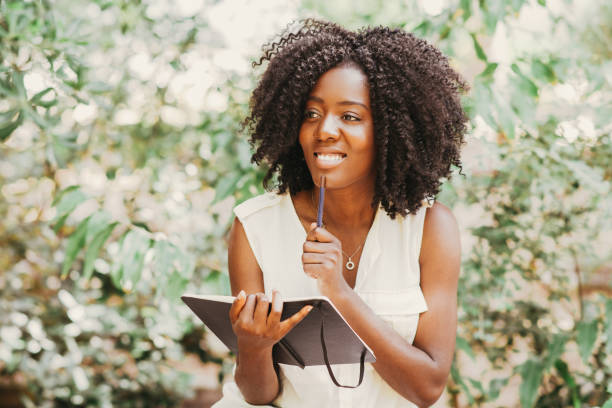 istock Smiling Attractive Black Woman Working in Park 910366482