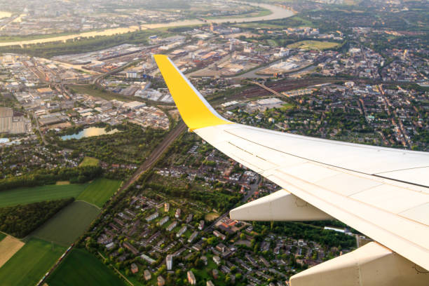 istock View from airplane window to Dusseldorf 910370398