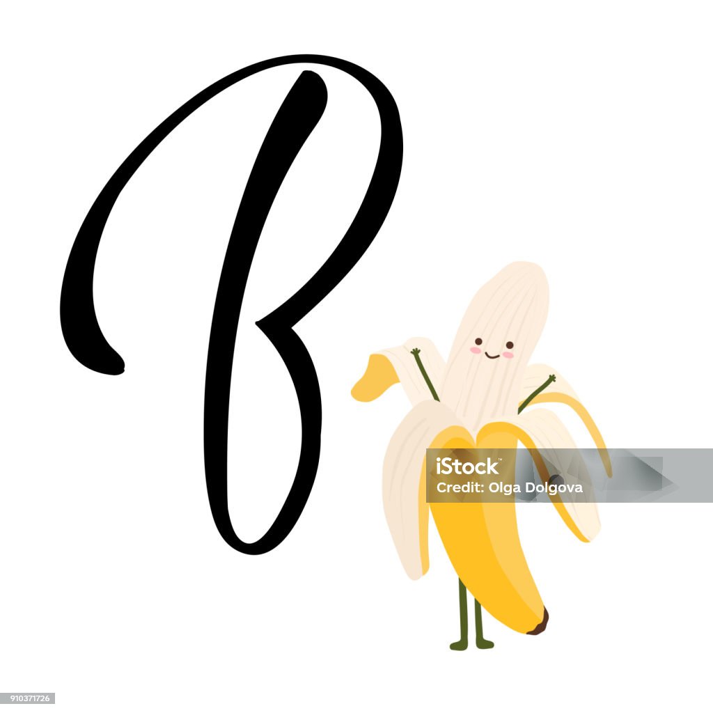 Banano Letras Ilustración de Letra B Para El Banano y más Vectores Libres de Derechos ...