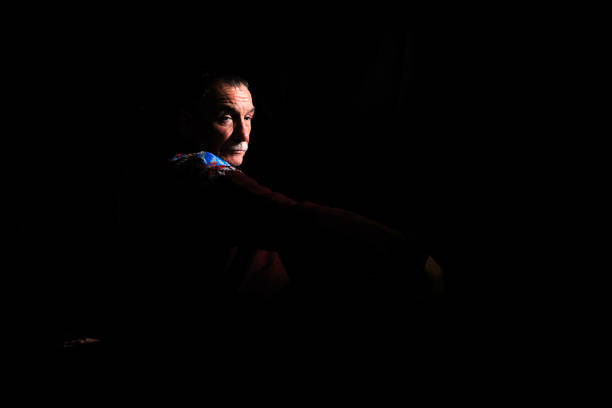 Man standing alone at night