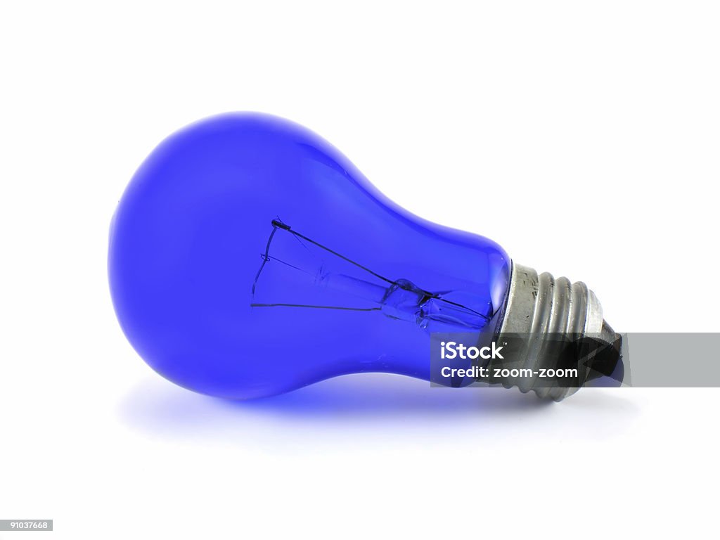 Blue lightblub  White Background Stock Photo