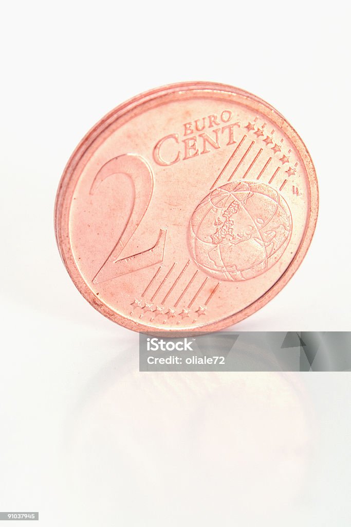 Euro Isolado no branco, dois centavos - Foto de stock de Aprimoramento royalty-free